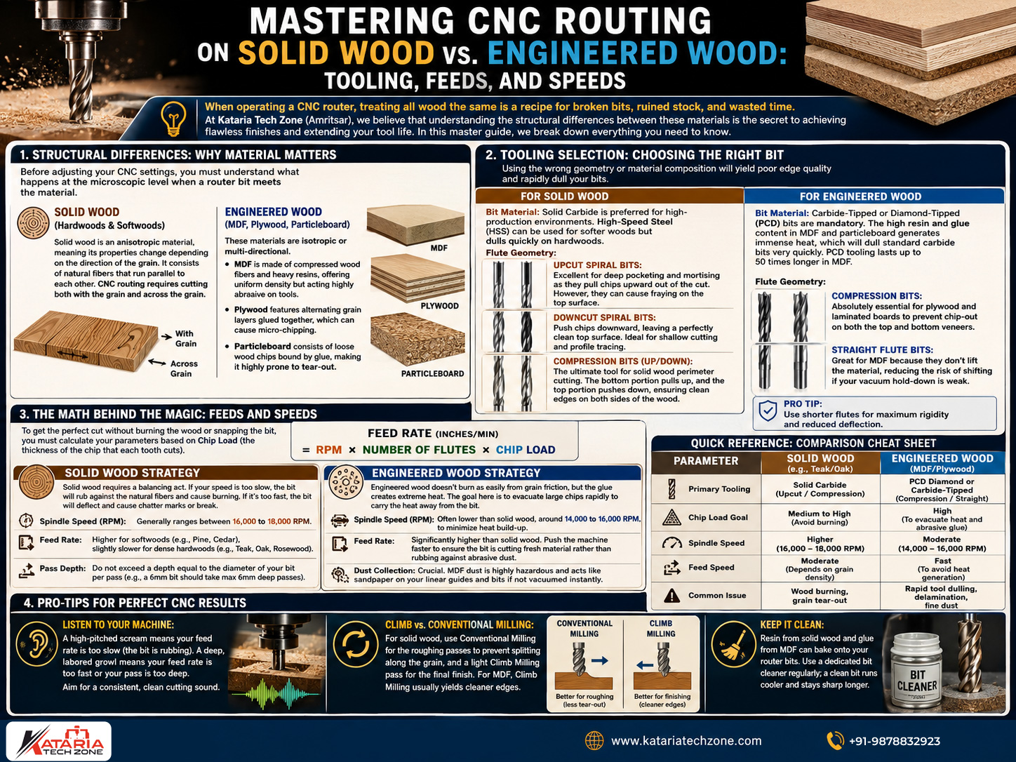 Mastering CNC Routing on Solid Wood vs. Engineered Wood: Tooling, Feeds, and Speeds