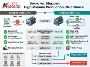 Servo Motor vs. Stepper Motor CNC Routers: Which Is Right for High-Volume Production?