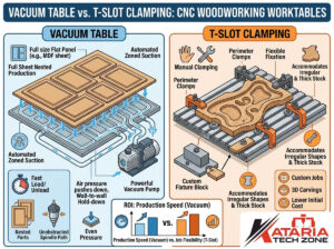 Vacuum Table vs. T-Slot Clamping for CNC Woodworking: Pros, Cons, & ROI