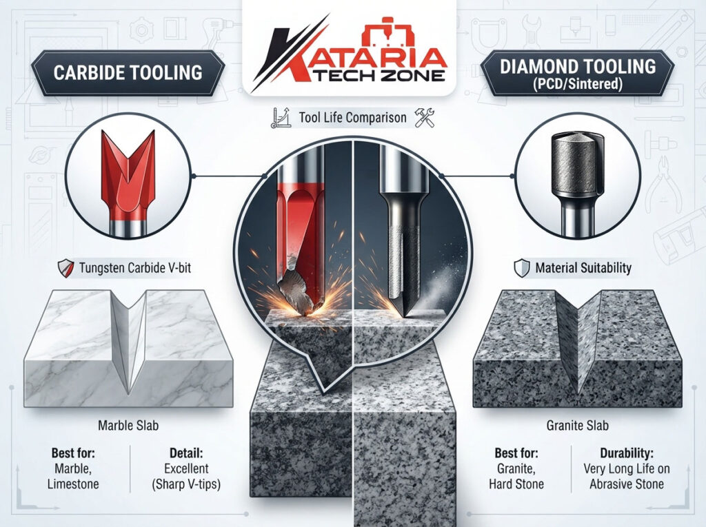 Diamond Tooling vs. Carbide Tooling for CNC Marble and Granite Engraving