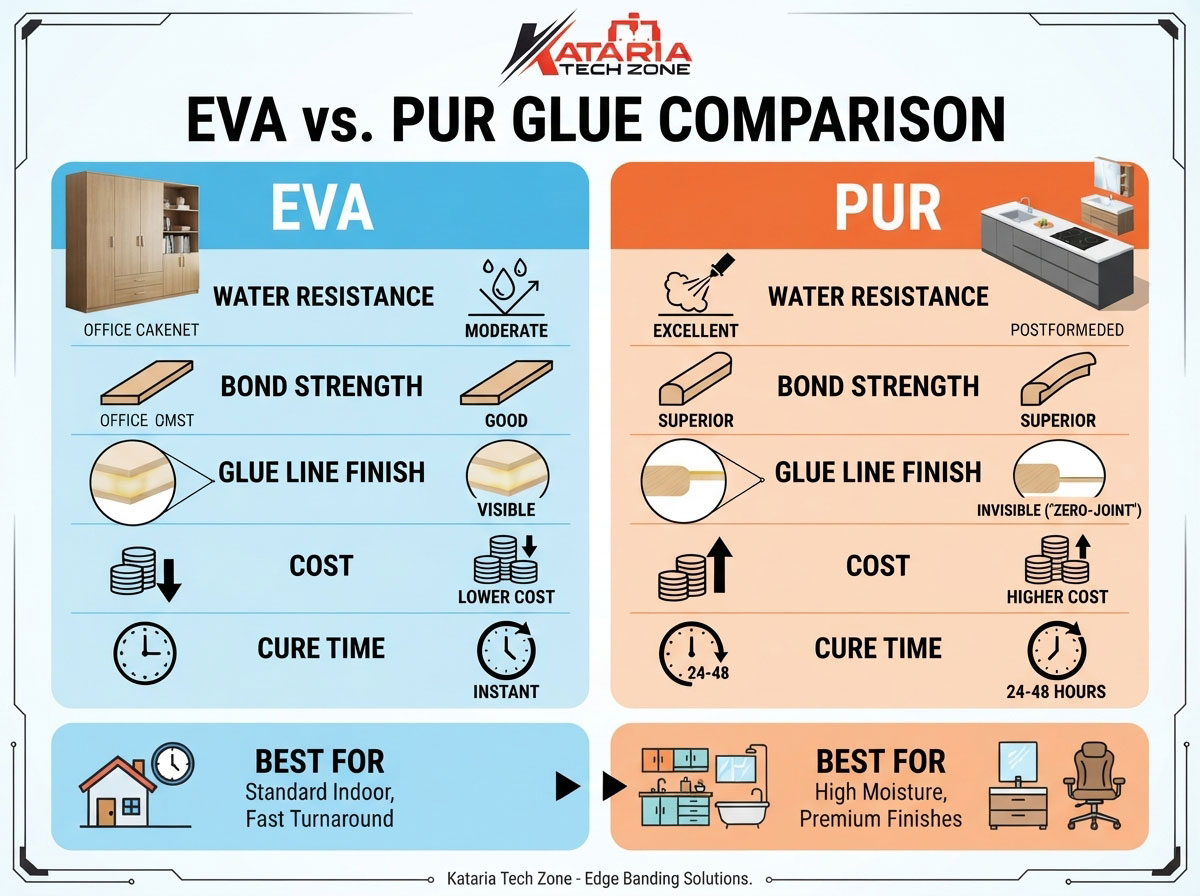 EVA vs. PUR Glue in Edge Banding: Water Resistance, Cost, & Strength Compared