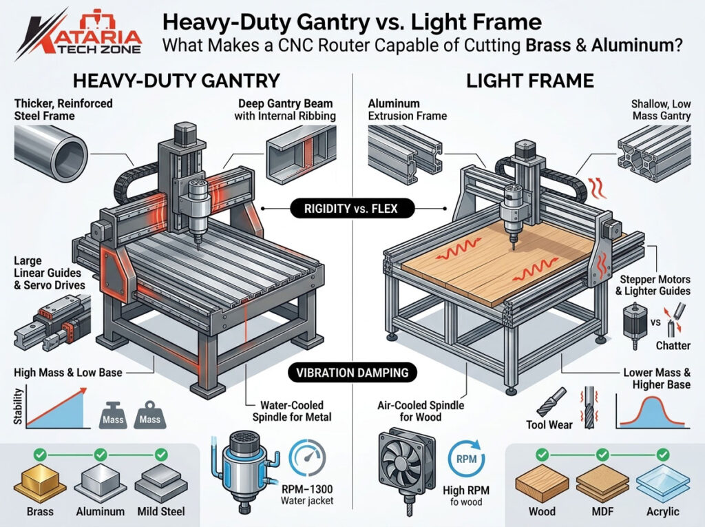 Heavy-Duty Gantry vs. Light Frame: What Makes a CNC Router Capable of Cutting Brass & Aluminum?